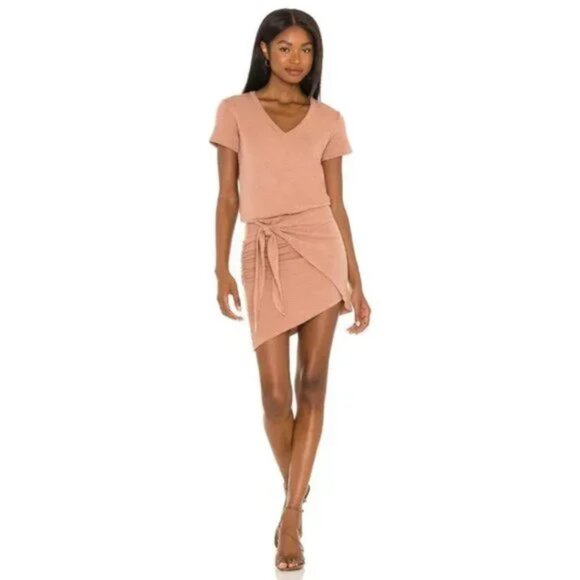 Monrow X REVOLVE Supersoft V Dress in Dry Rose - Picture 1 of 6
